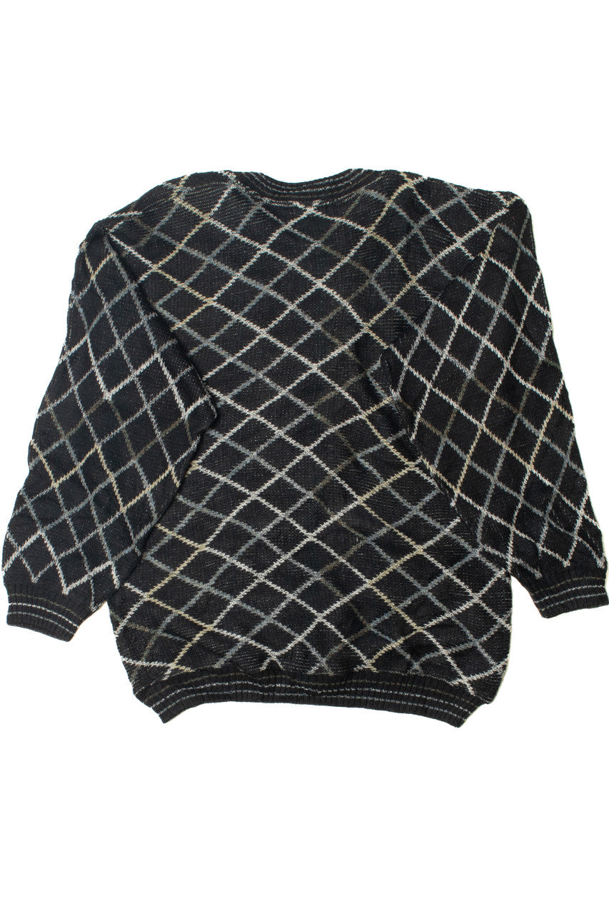 Vintage Neutral Grid 80s Sweater