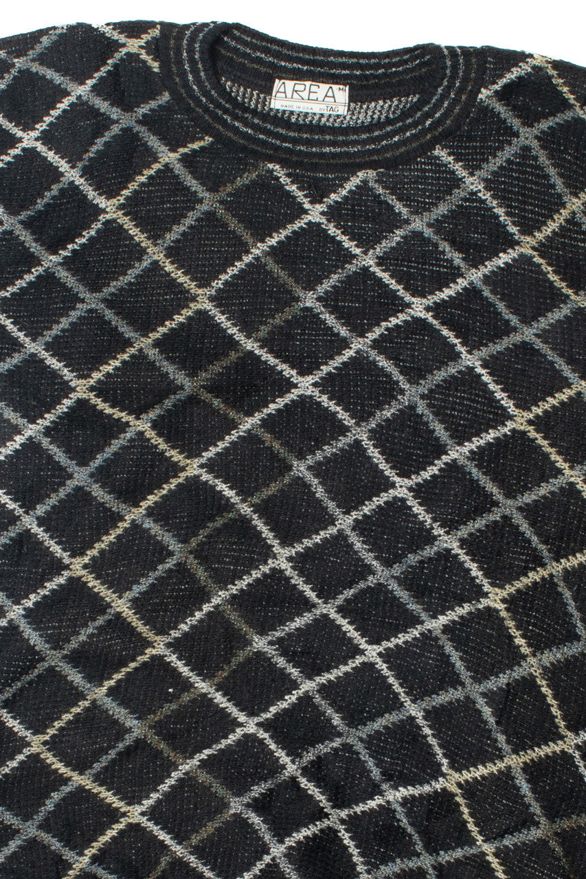 Vintage Neutral Grid 80s Sweater