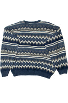 Vintage Blue Horizontal Zig Zag 80s Sweater
