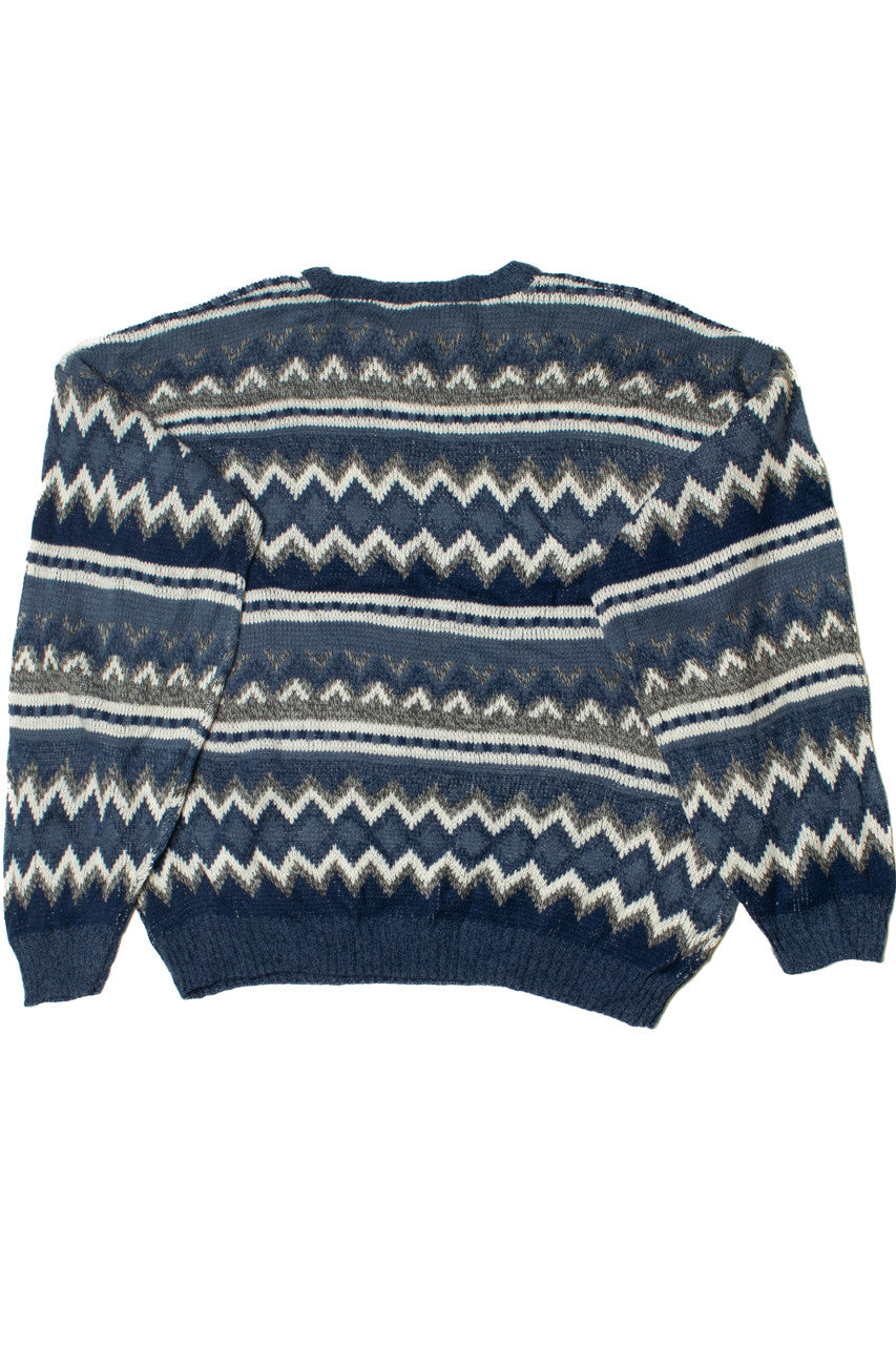 Vintage Blue Horizontal Zig Zag 80s Sweater