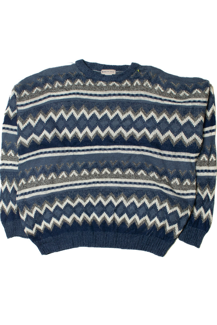 Vintage Blue Horizontal Zig Zag 80s Sweater