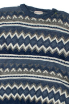Vintage Blue Horizontal Zig Zag 80s Sweater