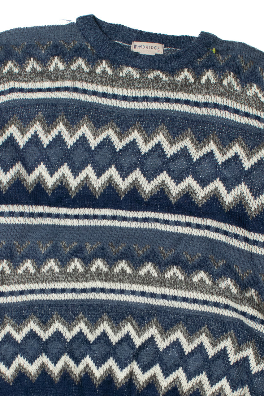 Vintage Blue Horizontal Zig Zag 80s Sweater