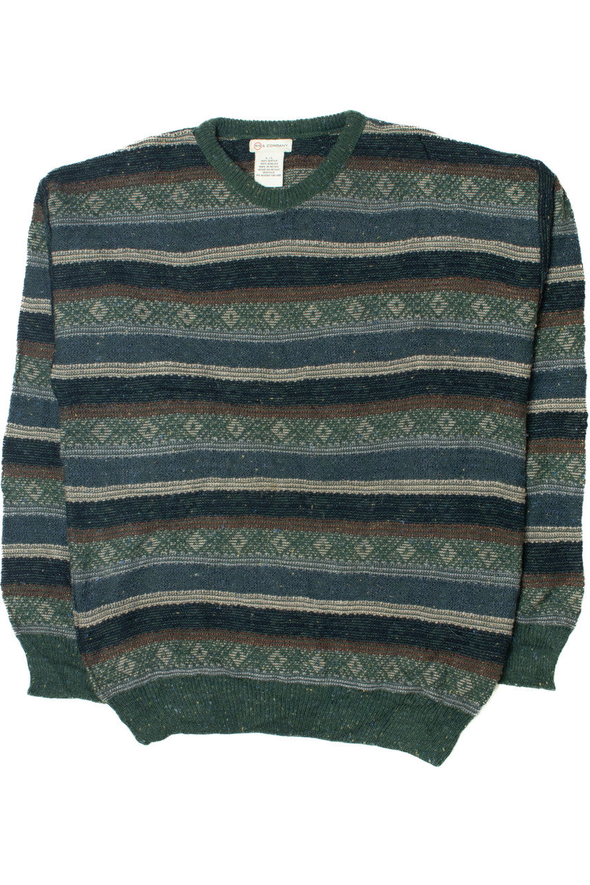 Vintage Blue Green Horizontal RS & Company 80s Sweater