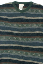 Vintage Blue Green Horizontal RS & Company 80s Sweater