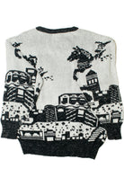 Vintage Horses Over Village 80s Sweater