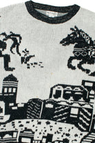 Vintage Horses Over Village 80s Sweater