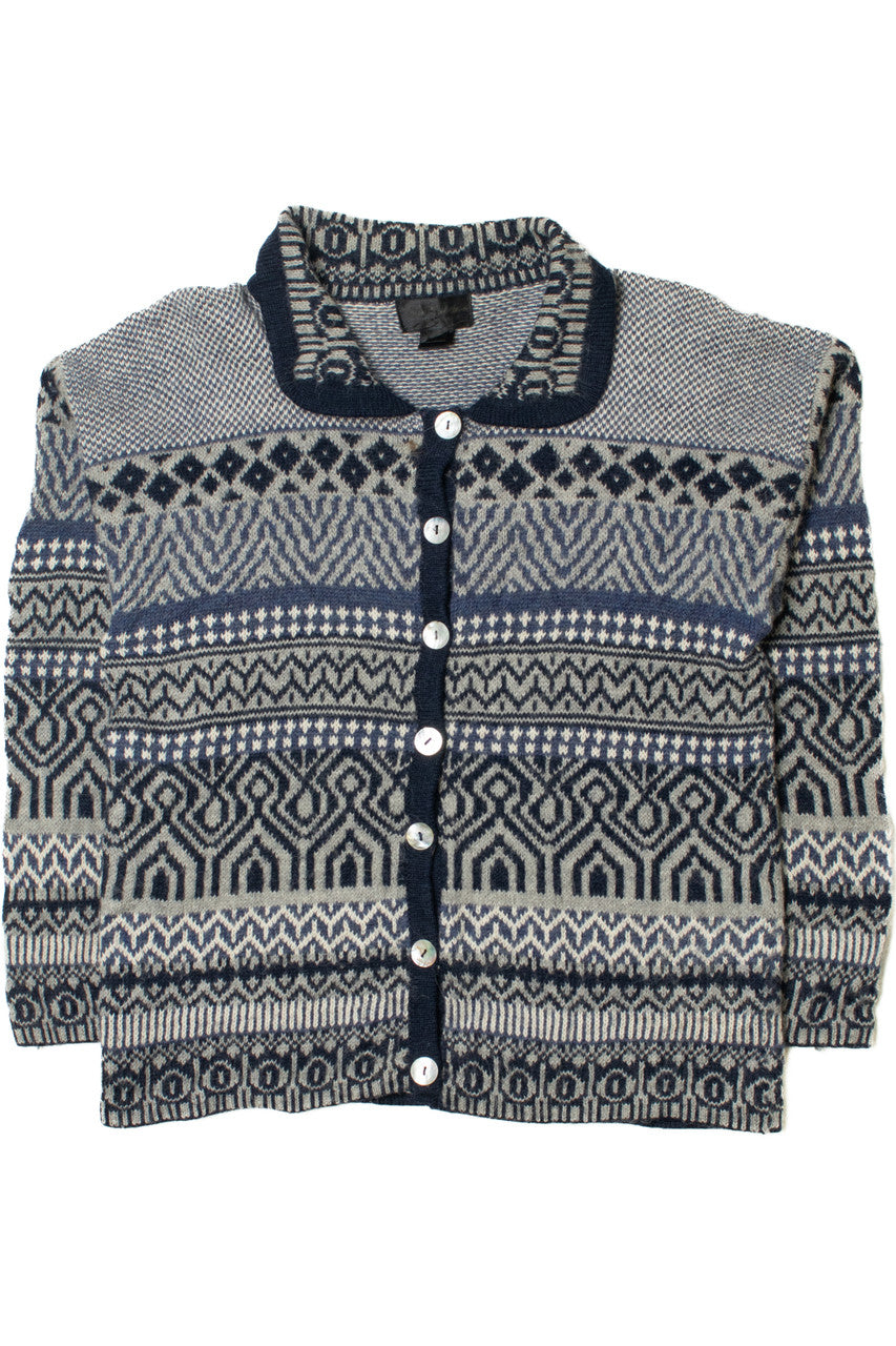 Vintage Alpaca Mother Of Pearl Button Up 80s Sweater