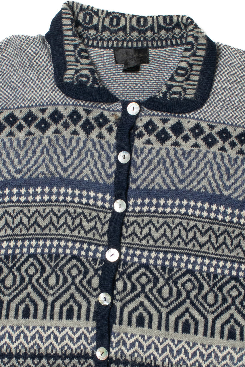 Vintage Alpaca Mother Of Pearl Button Up 80s Sweater