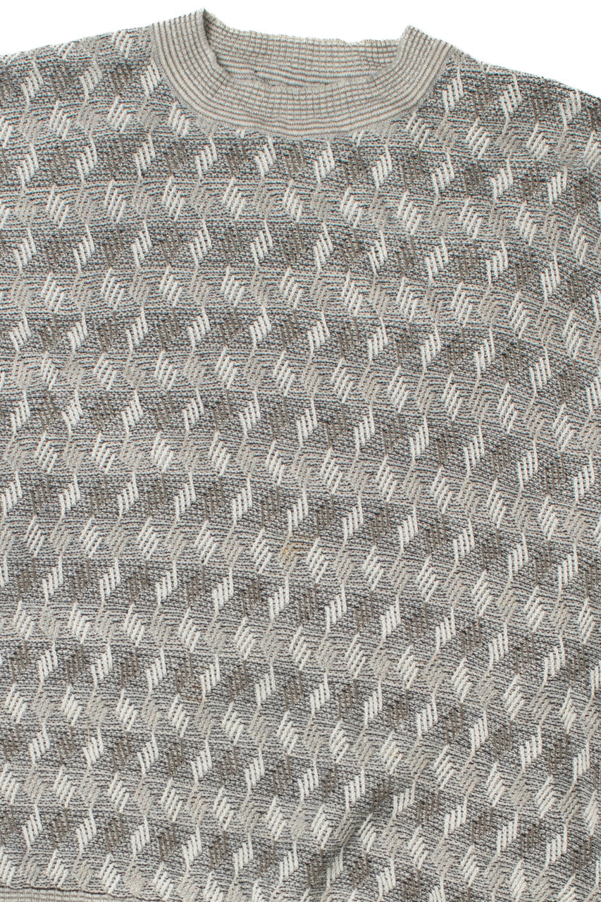Vintage Gray Geo Chain Link 80s Sweater