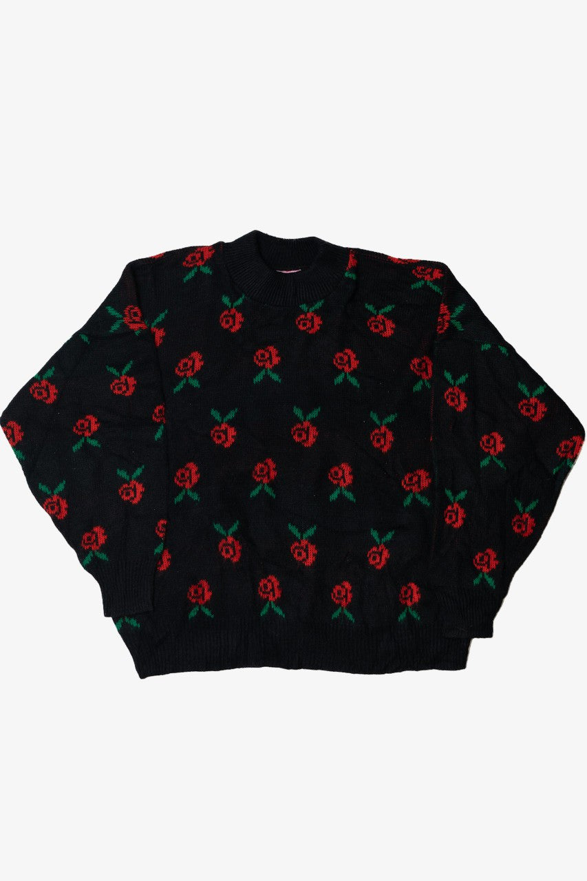 Vintage Digital Rose Knit 80s Sweater