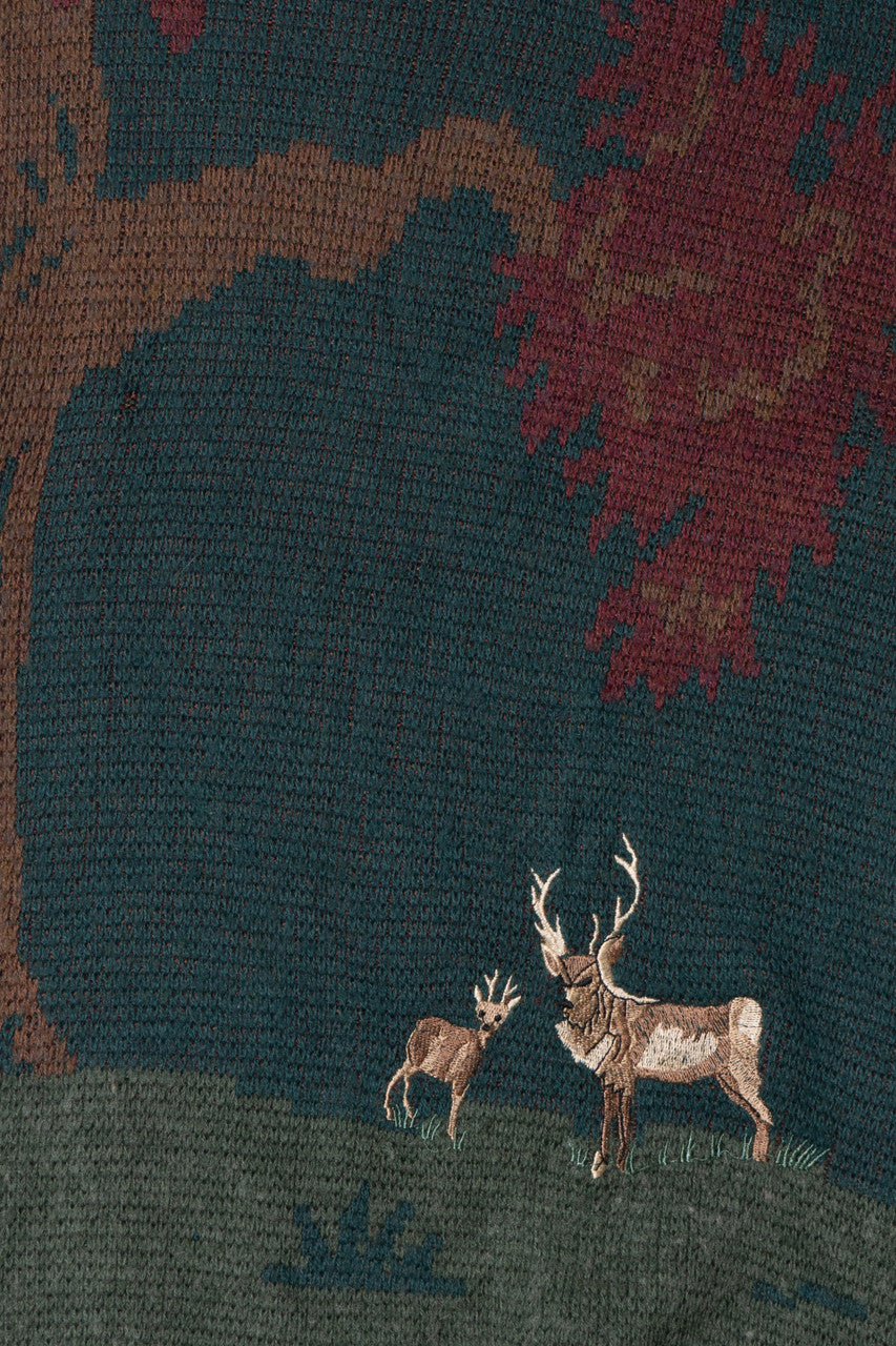 Vintage Embroidered Deer Woodland 80s Sweater