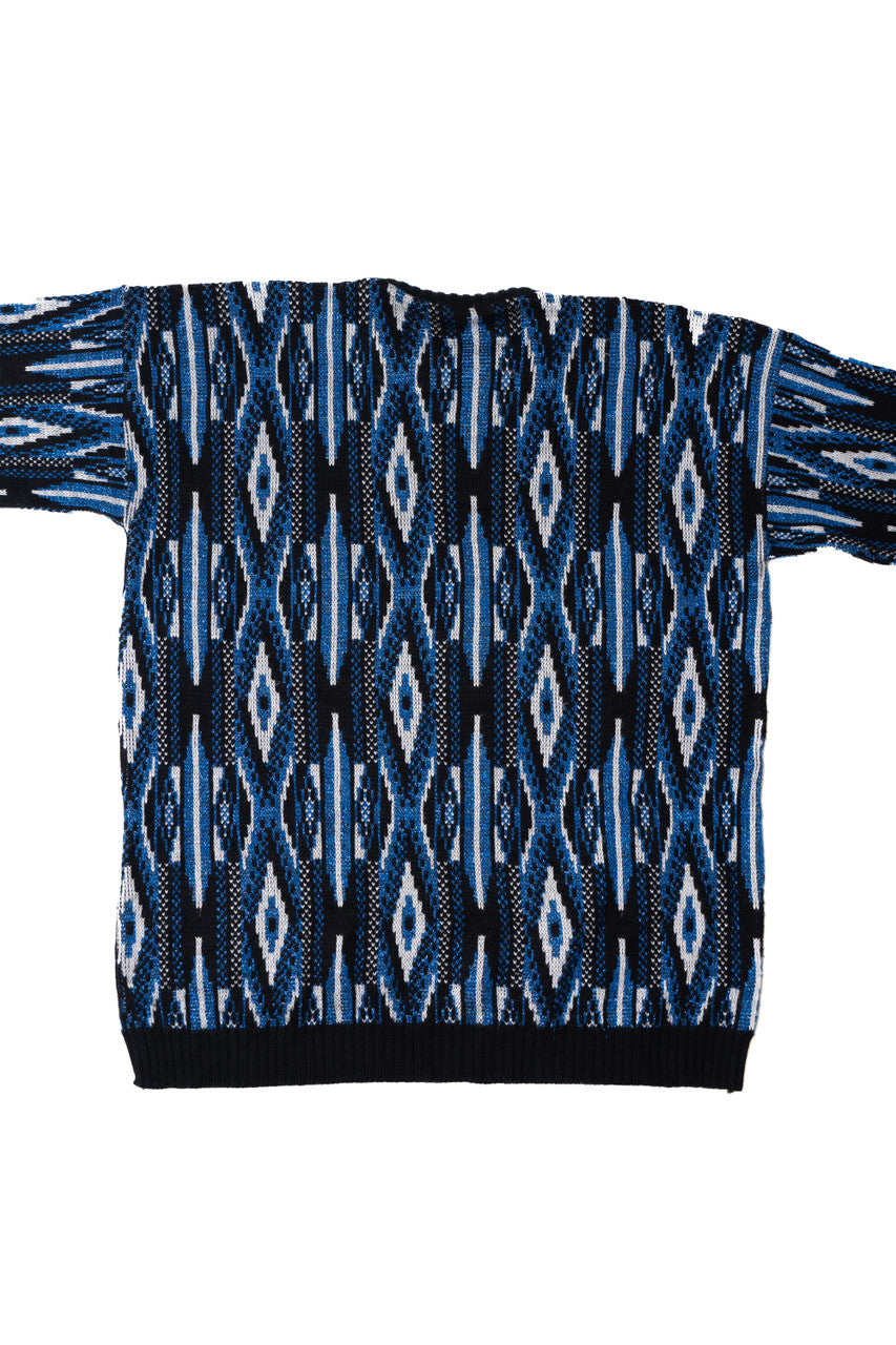 Vintage Blue Argyle Stripe 80s Sweater