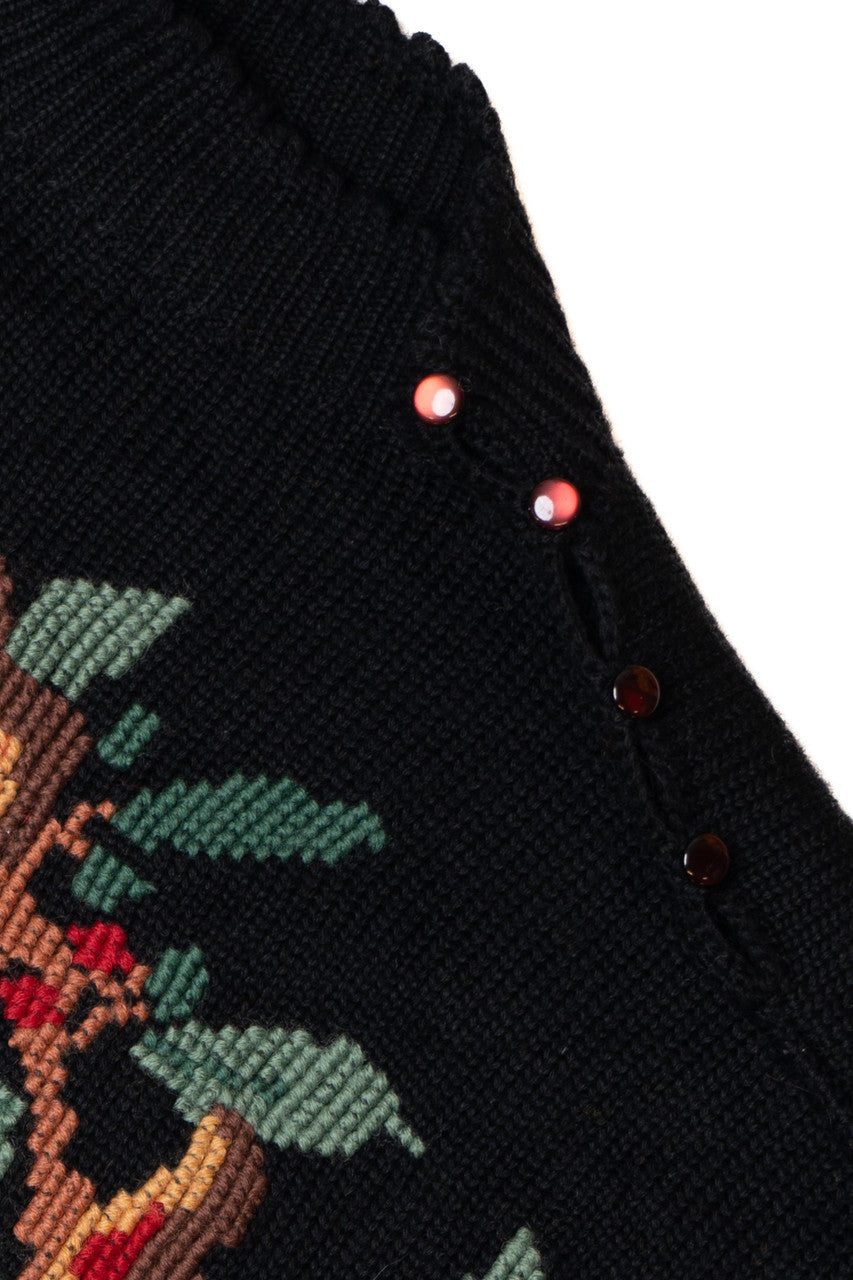 Vintage Bird Cross Stitch Embroidered Sweater