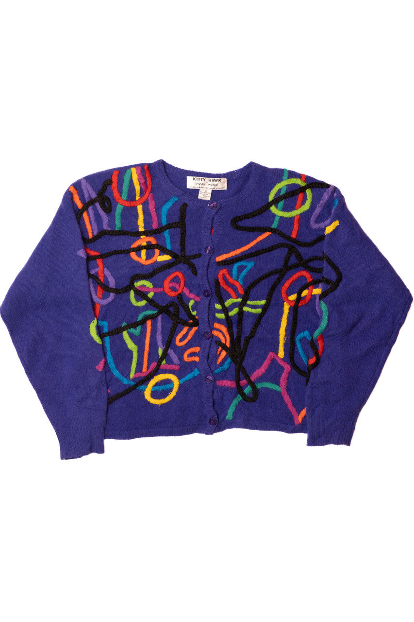 Vintage Kitty Hawk by Vivian Wang Abstract Squiggle 80s Sweater