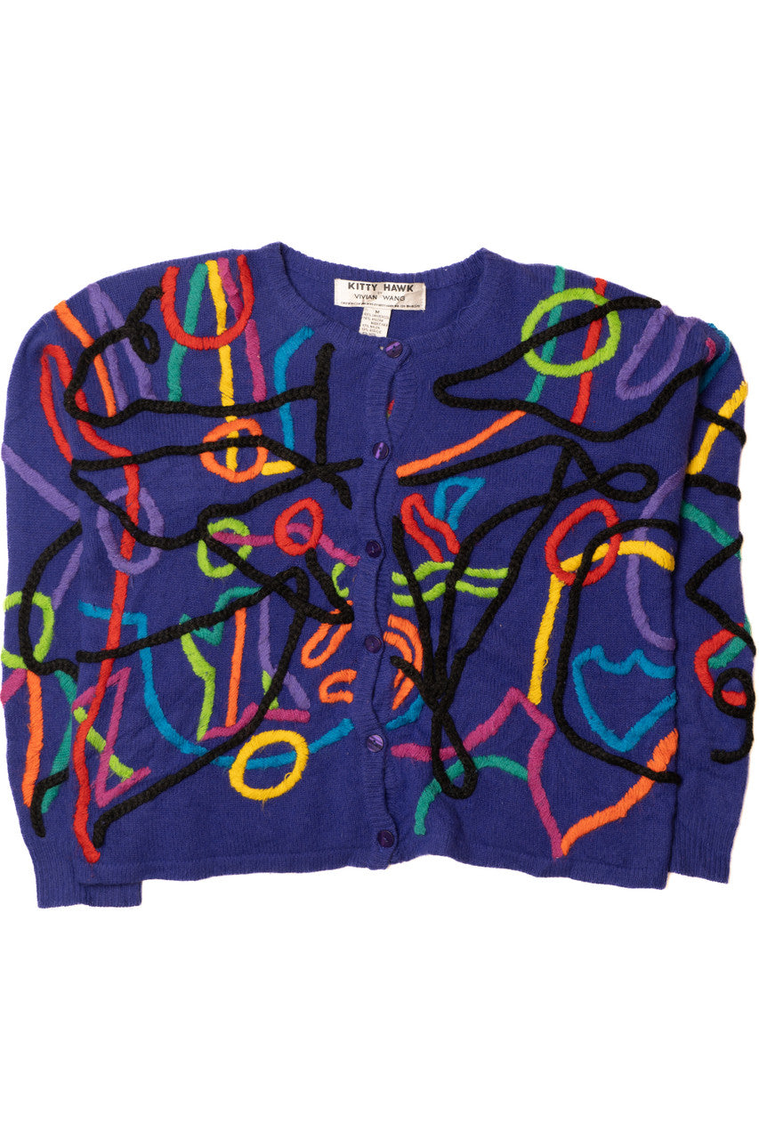 Vintage Kitty Hawk by Vivian Wang Abstract Squiggle 80s Sweater