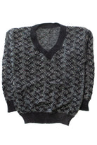 Vintage Black V Neck 80s Sweater 4396