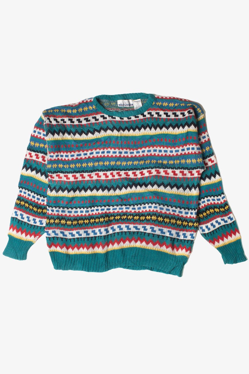 Vintage Geometric Pattern Club International 80s Sweater