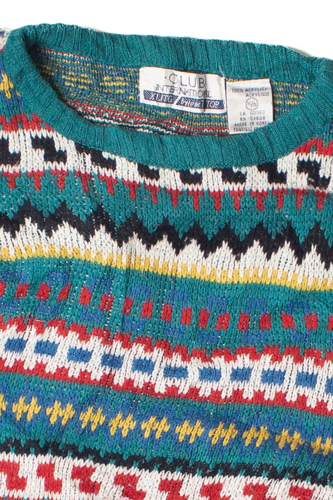Vintage Geometric Pattern Club International 80s Sweater