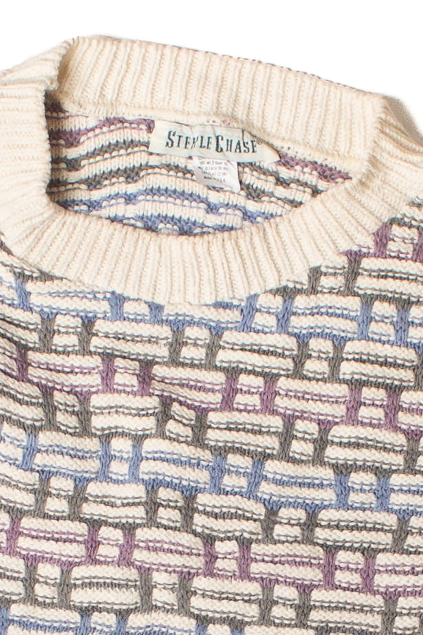 Vintage Weave Pattern Steeple Chase 80s Sweater