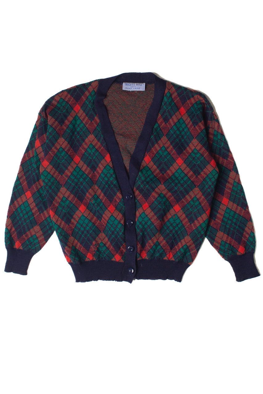 Vintage Diamond Pattern Pure Laine 80s Sweater