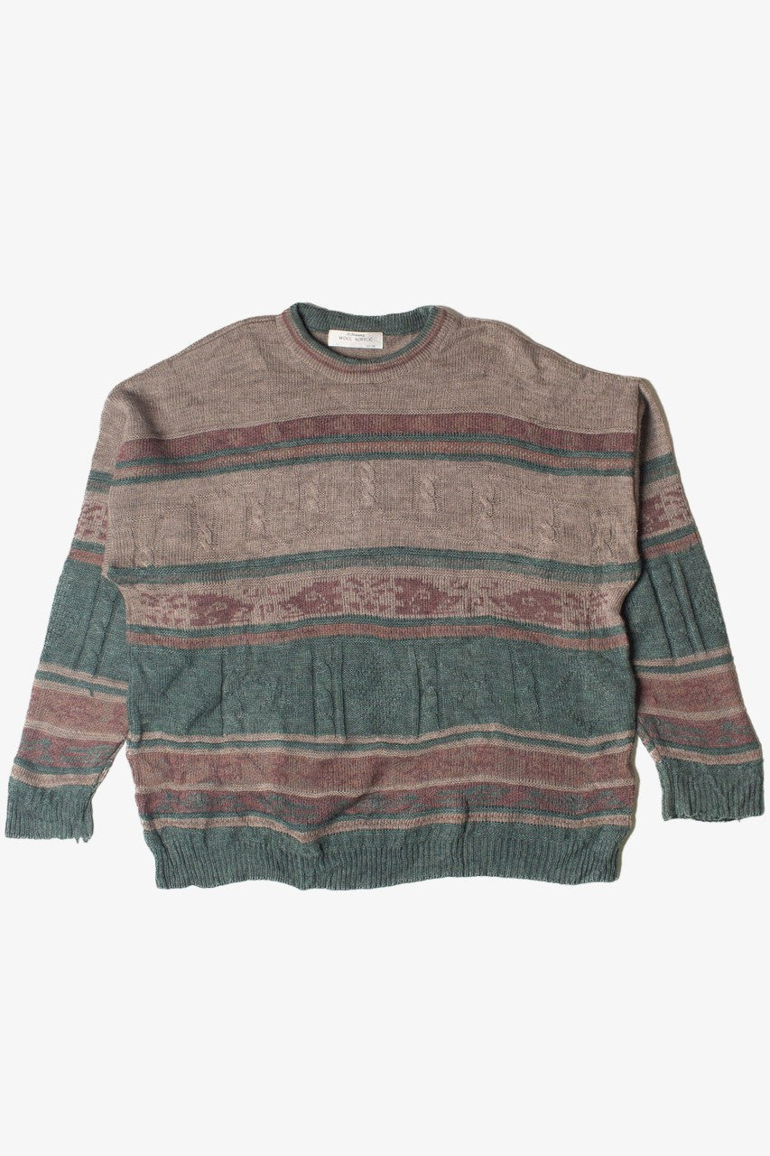 Vintage St. Bernard Abstract Multi Knit Striped 80s Sweater
