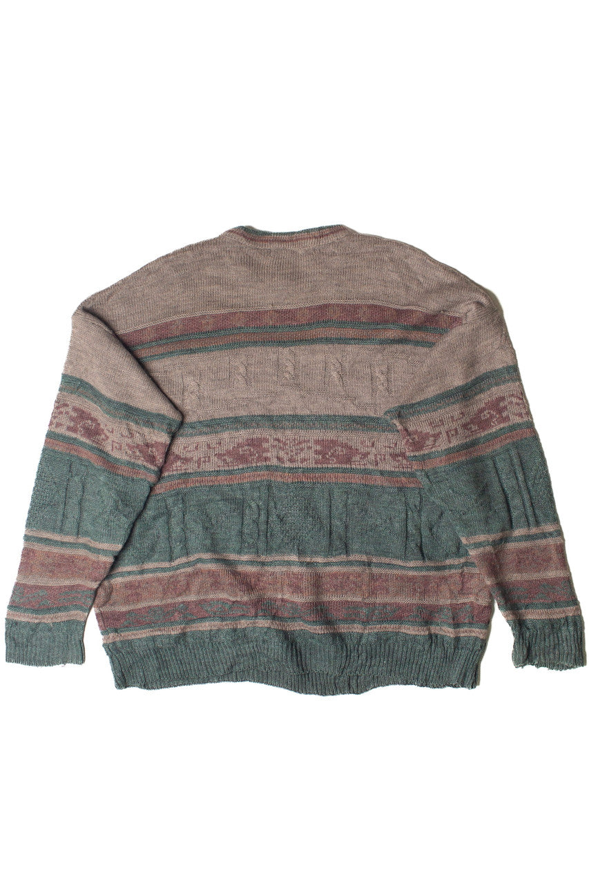 Vintage St. Bernard Abstract Multi Knit Striped 80s Sweater
