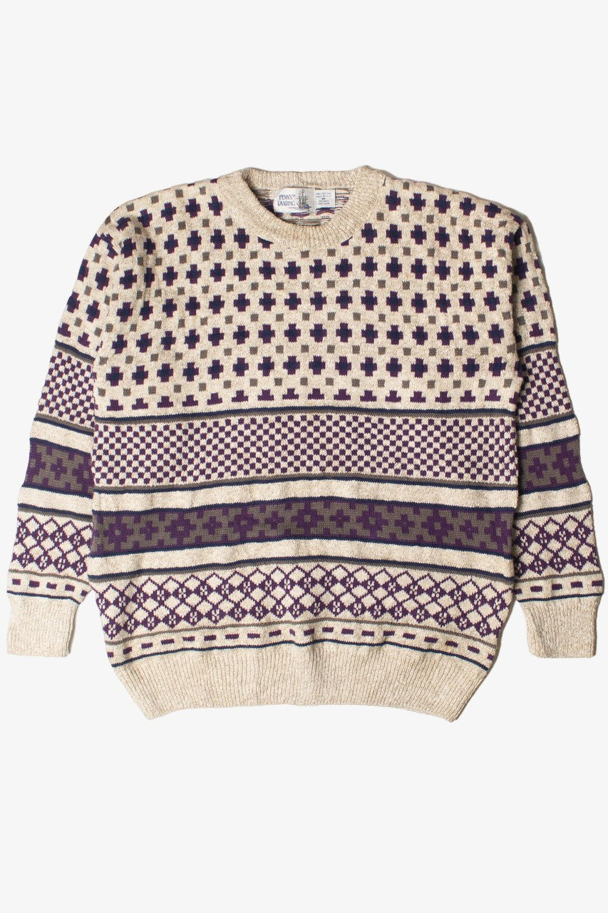 Vintage Penn's Landing Stripe Pattern 80s Sweater