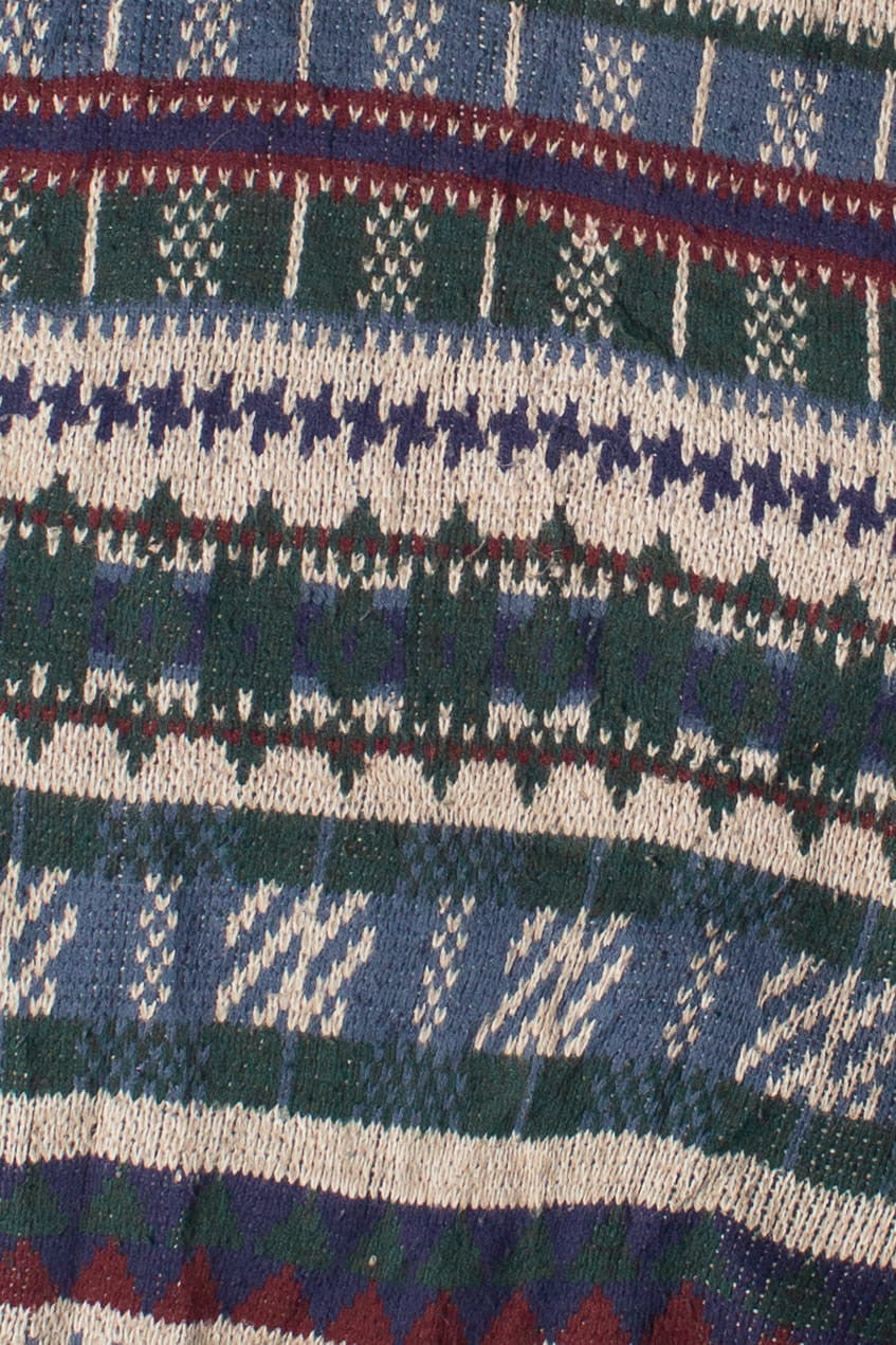 Vintage Fine Line Geometric Stripe Pattern 80s Sweater