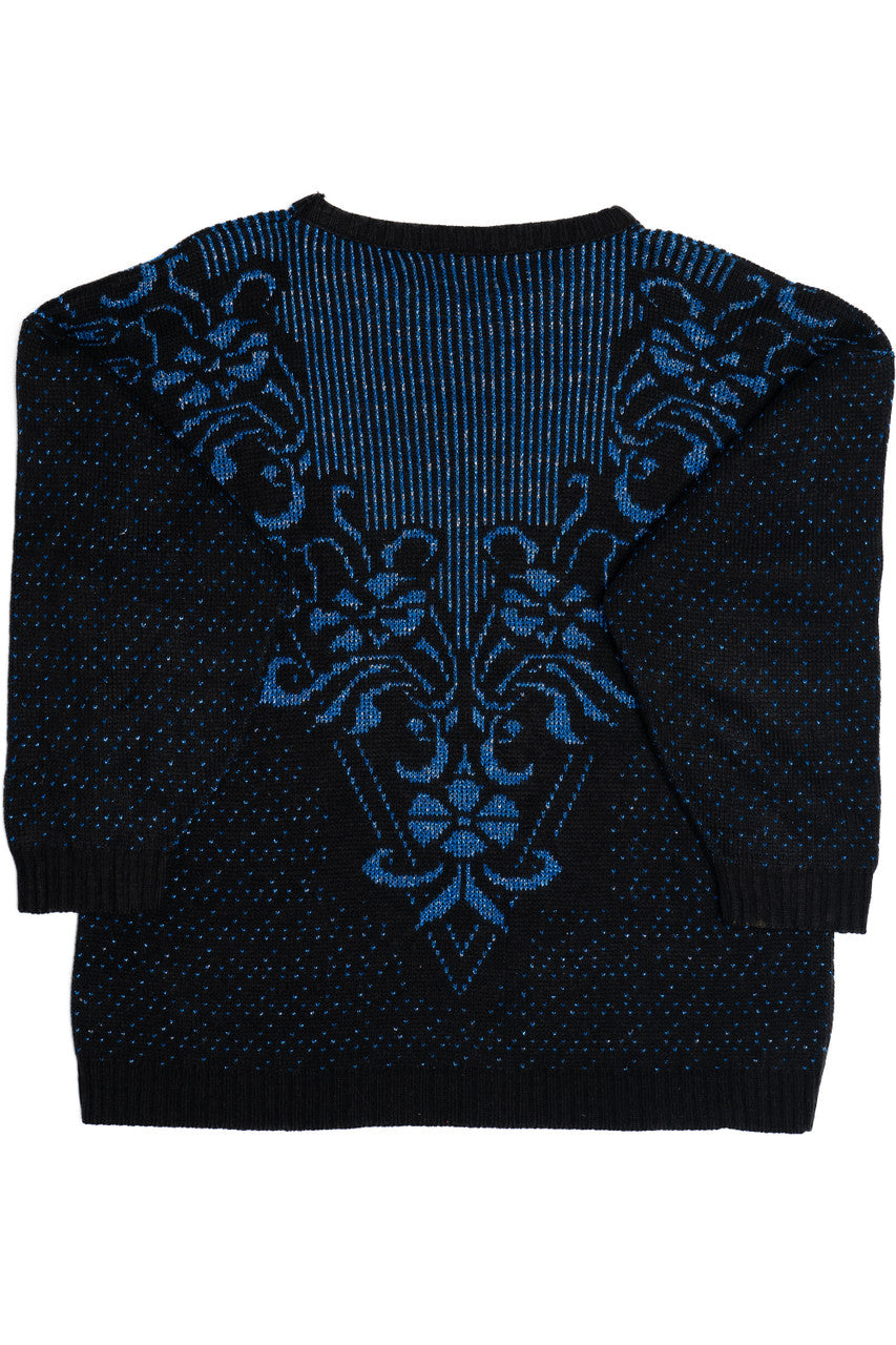 Vintage Blue Metallic Kinetic 80s Sweater