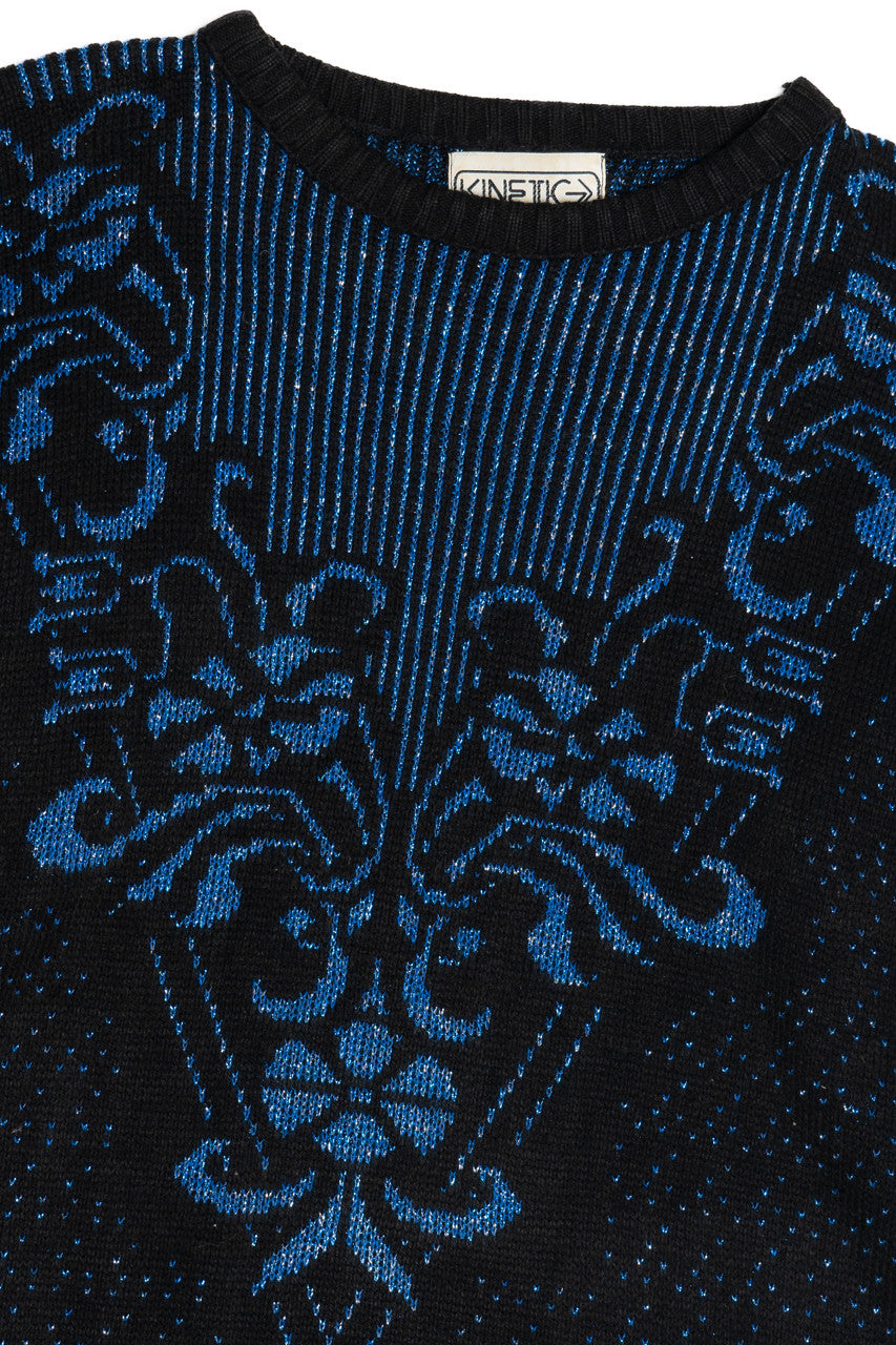Vintage Blue Metallic Kinetic 80s Sweater
