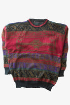 Vintage Red Stripe Pattern 80s Sweater (1980s)