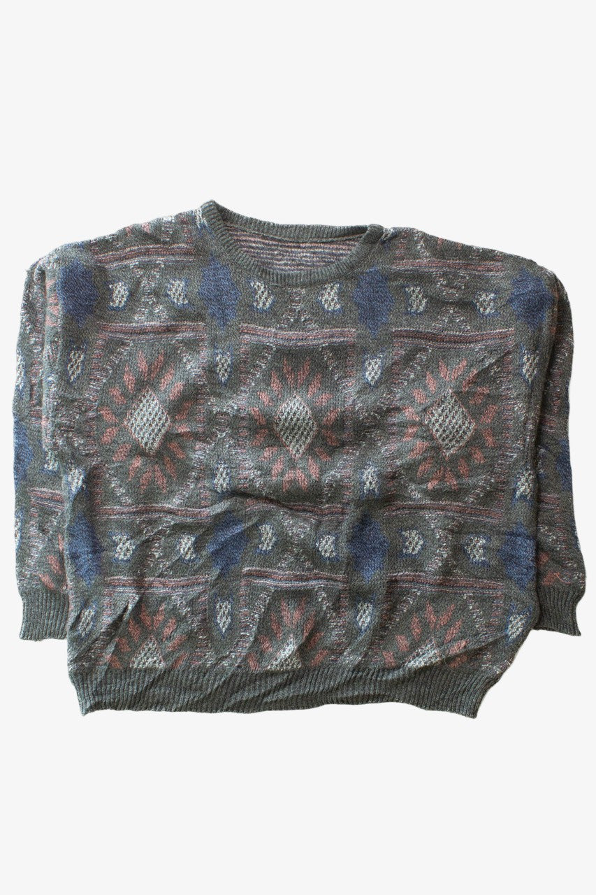 Vintage Gray & Pink 80s Sweater (1980s)