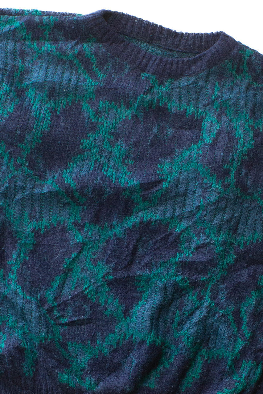 Vintage Navy & Green 80s Sweater (1980s)