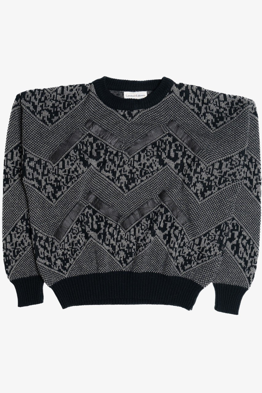 Vintage Expressions Leather Detail 80s Sweater