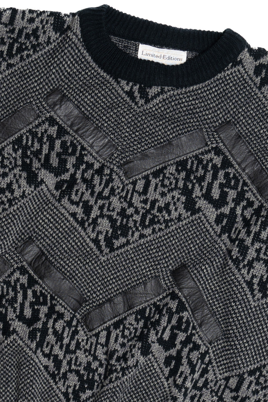 Vintage Expressions Leather Detail 80s Sweater