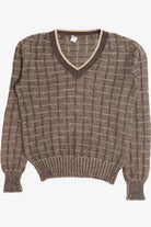 Vintage Small Grid V-Neck 80s Sweater