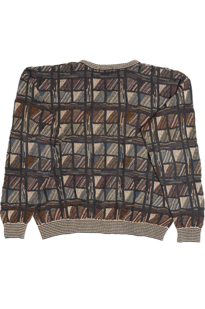 Vintage Bachrach Geometric Gri 80s Sweater