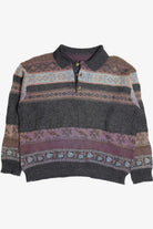 Vintage Two Button Space Dye Cool Tones 80s Sweater
