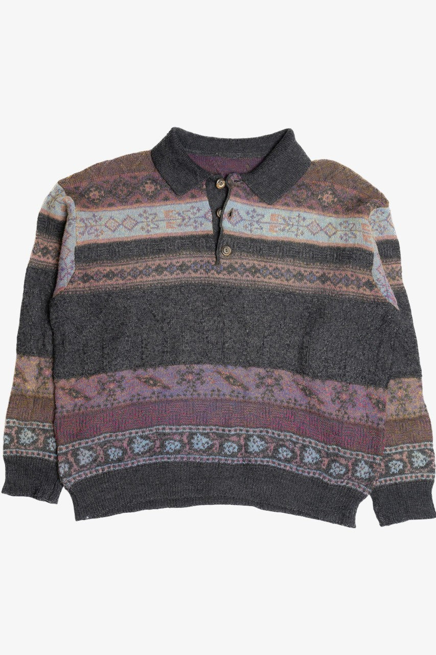 Vintage Two Button Space Dye Cool Tones 80s Sweater