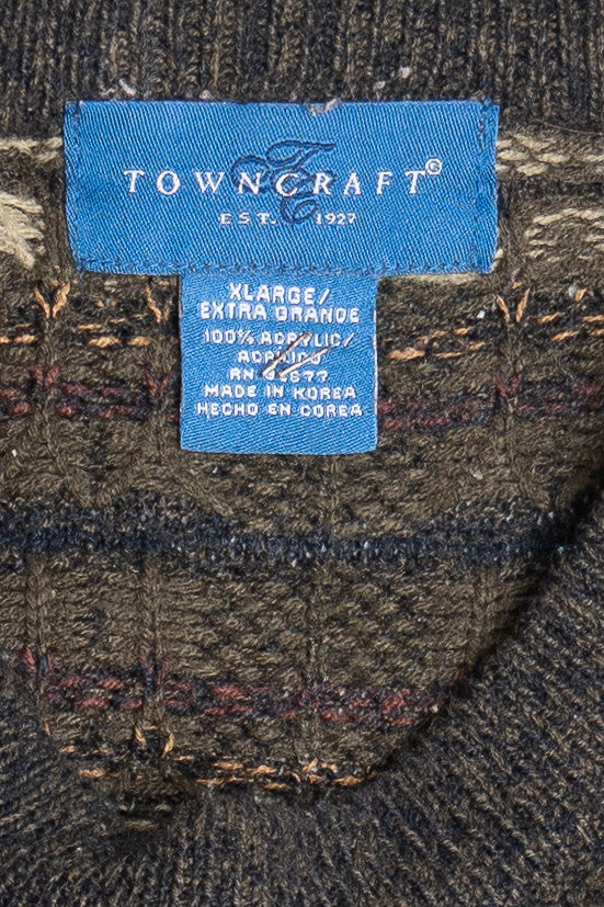 Vintage Neutral Grid Towncraft 80s Sweater