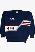 Vintage Navy Knit Graphic 80s Sweater