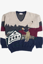 Vintage Gabicci Golf Embroidered Knit 80s Sweater