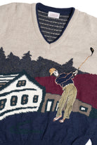 Vintage Gabicci Golf Embroidered Knit 80s Sweater