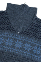 Vintage Basic-Line Quarter Zip Snowflake Knit 80s Sweater