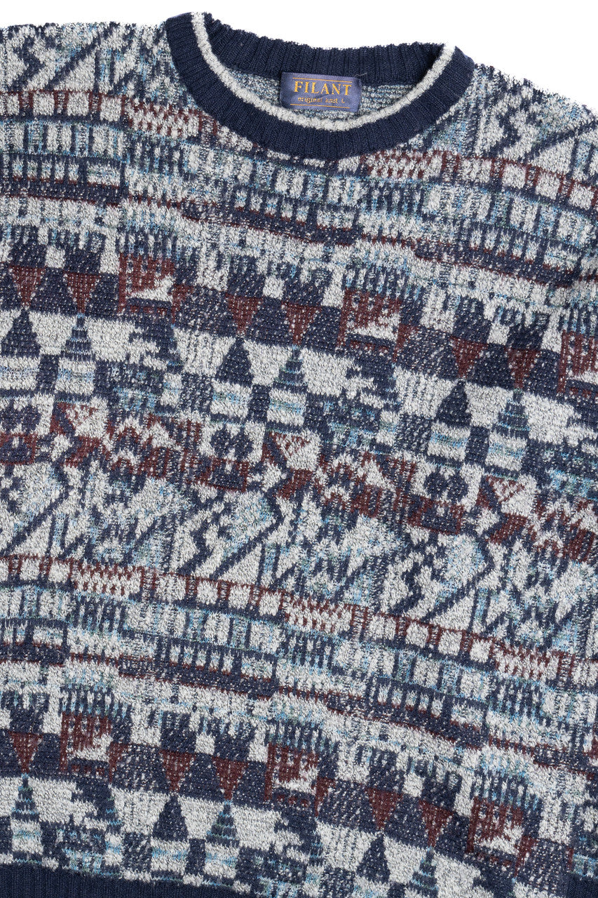 Vintage Filant Blue & Maroon 80s Sweater
