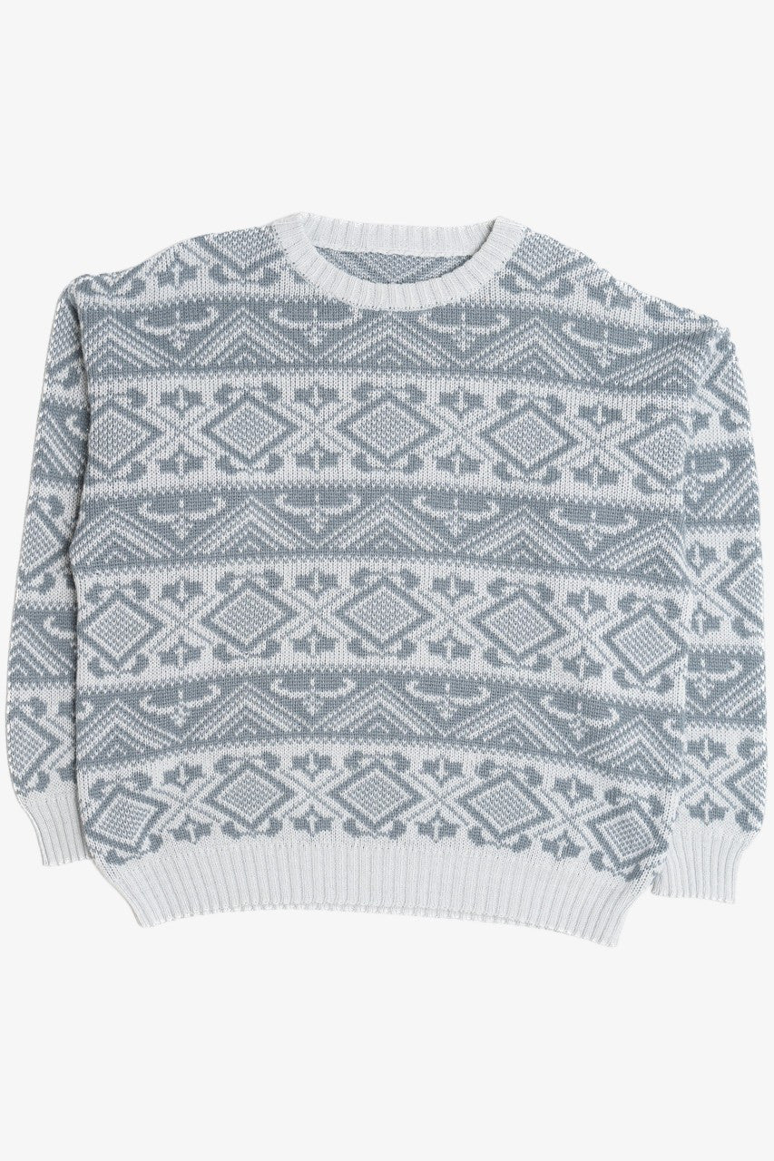 Vintage Gray Geometric 80s Sweater 4566