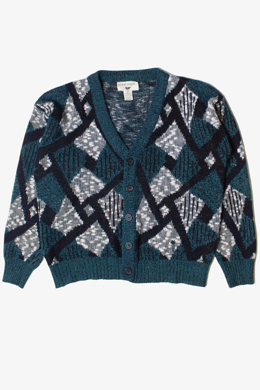 Vintage Geometric Pattern Expressions 80s Sweater