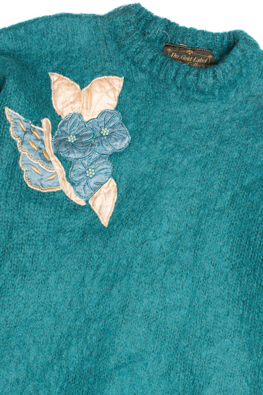 Vintage Floral Applique The Gold Collection 80s Sweater (1980s)