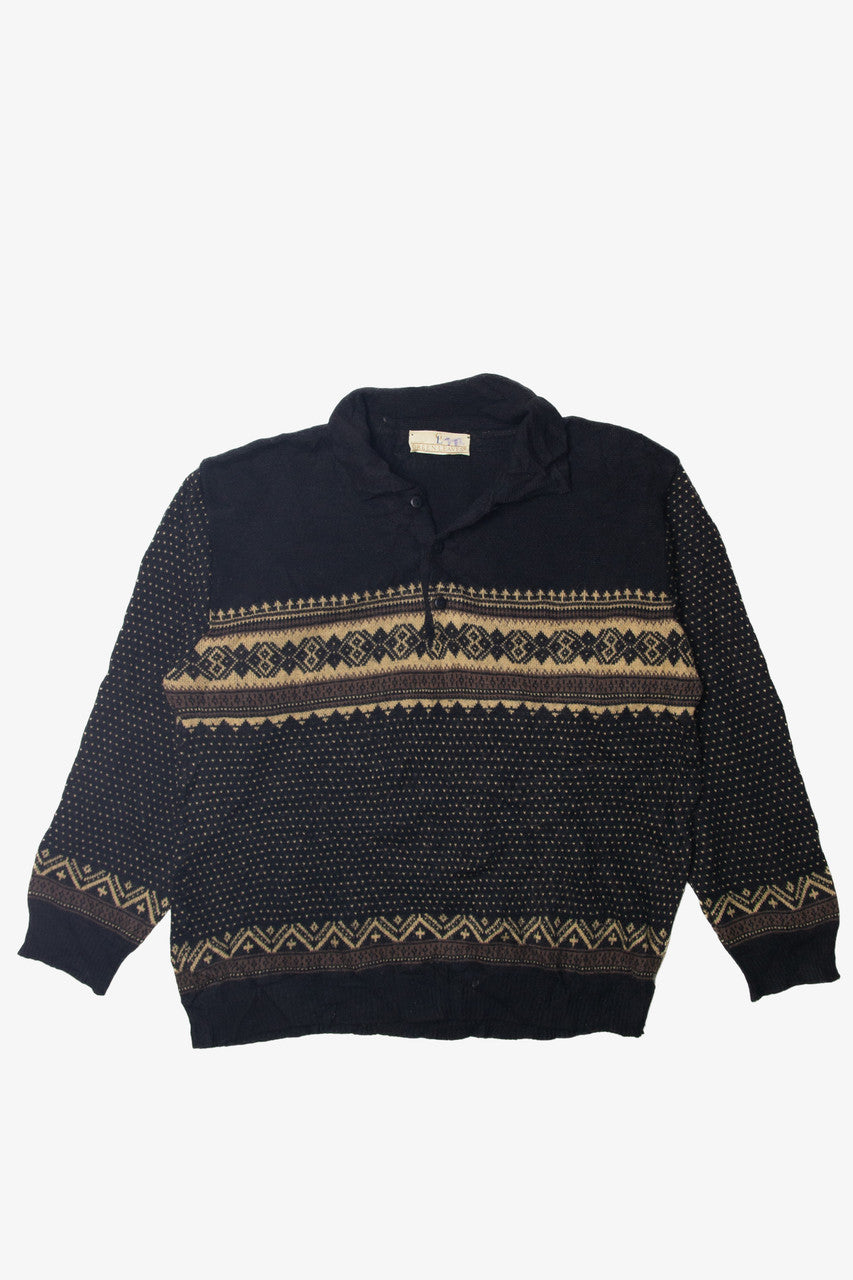 Vintage Green Leaves Quarter-Zip 80s Sweater – Ragstock